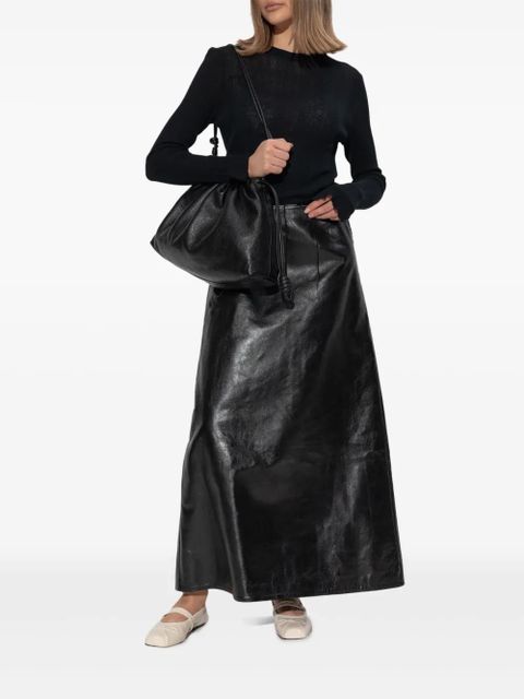 Marni pleated leather maxi skirt - Black - zdjęcie produktu nr 2