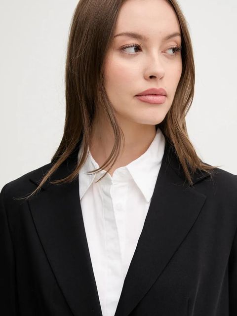 Sisley marynarka kolor czarny jednorzędowa gładka 2KVXLW025