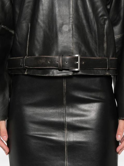 St. Agni leather belted jacket - Black