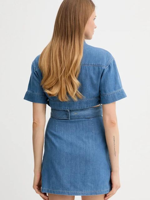 Liu Jo sukienka jeansowa kolor niebieski mini prosta UA5240 D4851 - zdjęcie produktu nr 2
