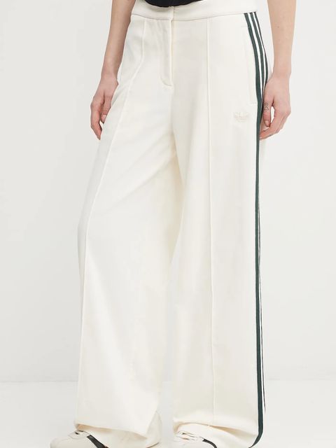 adidas Originals spodnie welurowe Velvet damskie kolor beżowy proste high waist KF2303 - zdjęcie produktu nr 1