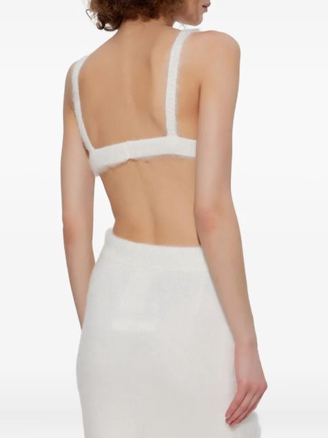 Alessandra Rich flower-embellishment top - White