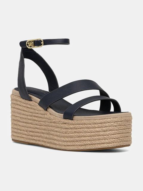 Tommy Hilfiger sandały skórzane ANKLE STRAP LEATHER PLATFORM kolor granatowy FW0FW08497 - zdjęcie produktu nr 1