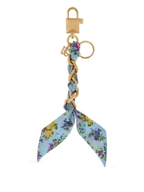 Dolce & Gabbana floral-print chain keyring - Blue - zdjęcie produktu nr 1