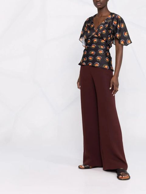 Rabanne motif-print V-neck top - Black