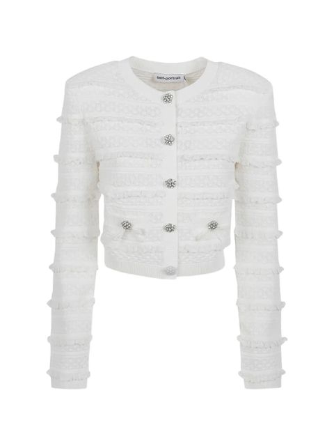 Self-Portrait crystal-embellished ruffled cardigan - White - zdjęcie produktu nr 1