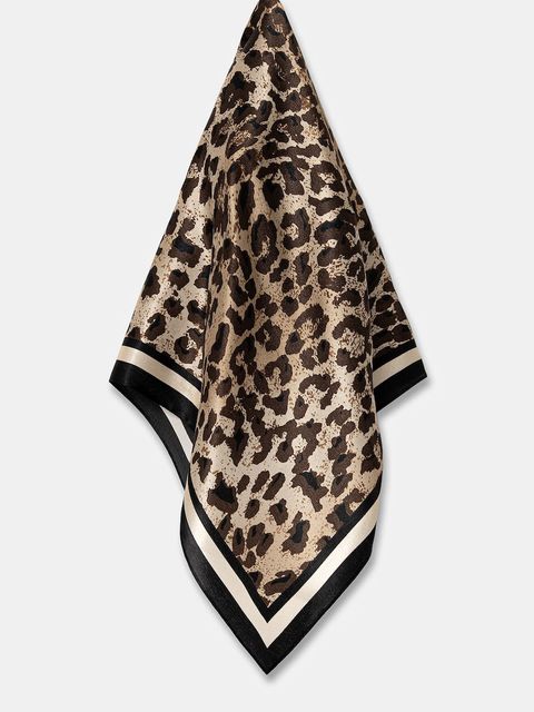 Answear.LAB apaszka jedwabna damska kolor brązowy wzorzysta - zdjęcie produktu nr 1