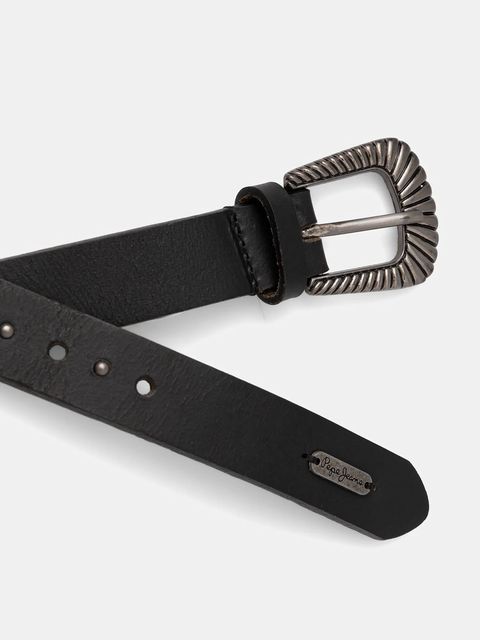 Pepe Jeans pasek skórzany damski kolor czarny PL020869