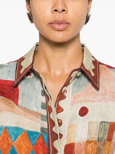 ALEMAIS Michelle abstract-print shirt - Neutrals