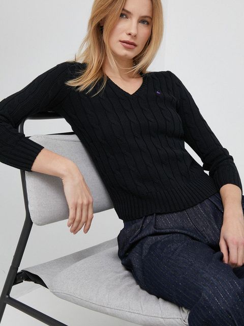Polo Ralph Lauren sweter bawełniany kolor czarny lekki