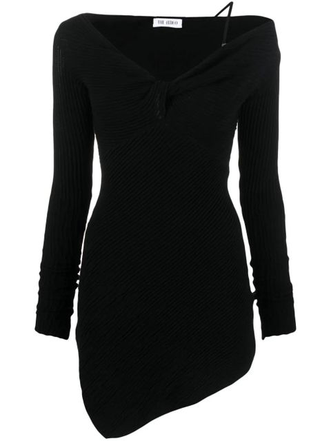 The Attico Desai asymmetric ribbed-knit minidress - Black - zdjęcie produktu nr 1