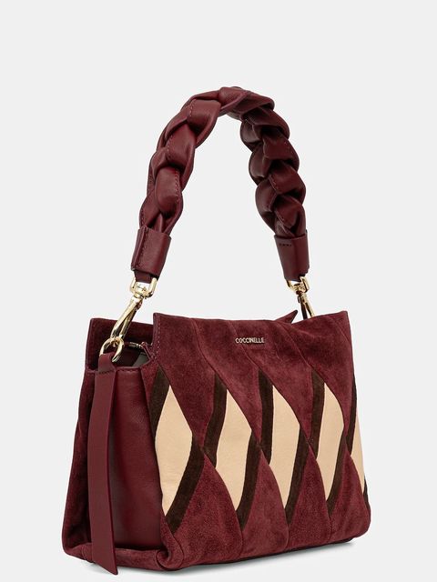 Coccinelle torebka zamszowa BOHEME NEW GEOMET.PATCH kolor bordowy E1.T66.58.01.01 - zdjęcie produktu nr 2