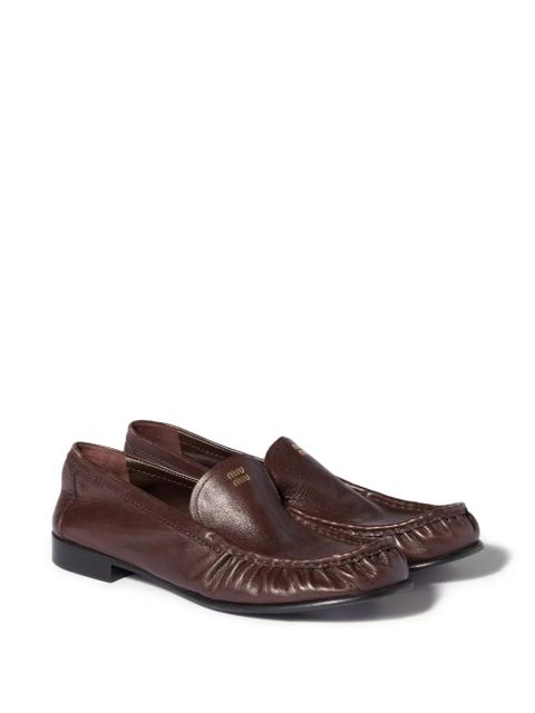 Miu Miu embossed leather loafers - Brown - zdjęcie produktu nr 2
