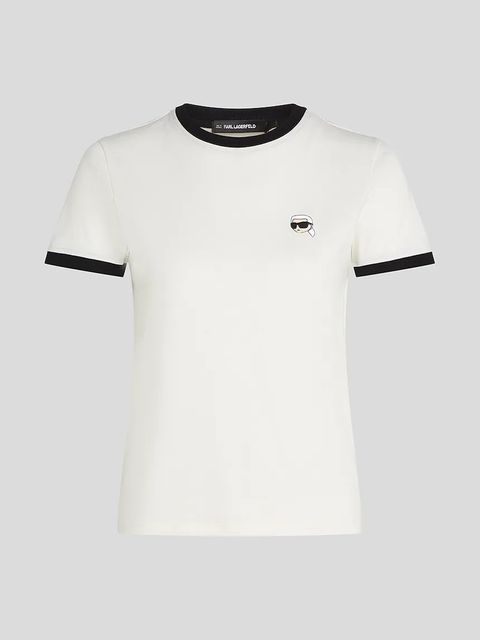 Karl Lagerfeld t-shirt bawełniany IKON damski kolor beżowy A3W17078