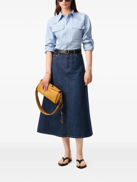 AMI Paris raw denim long midi skirt - Blue