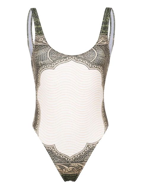 Jean Paul Gaultier Cartouche-print high-cut swimsuit - Green - zdjęcie produktu nr 1