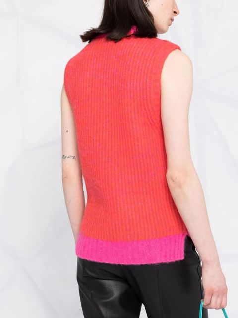 GANNI embellished wool-blend vest - Pink