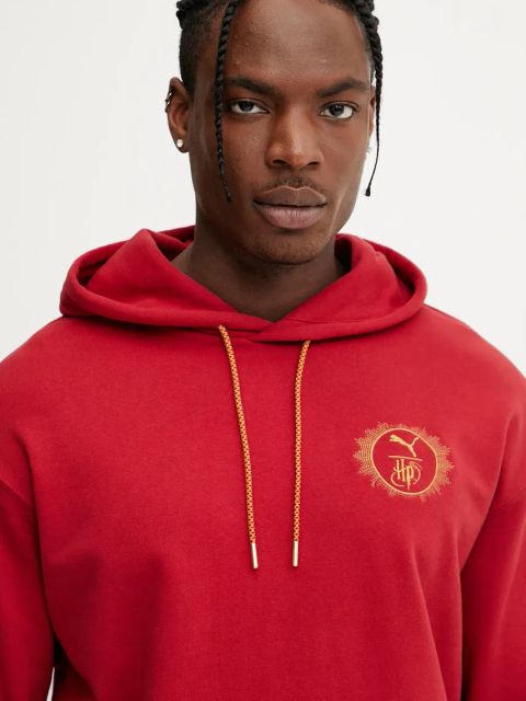 Puma bluza bawełniana PUMA x HARRY POTTER kolor bordowy z kapturem z aplikacją 630093