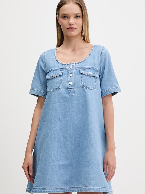 Tommy Jeans sukienka rozkloszowana jeansowa - zdjęcie produktu nr 1