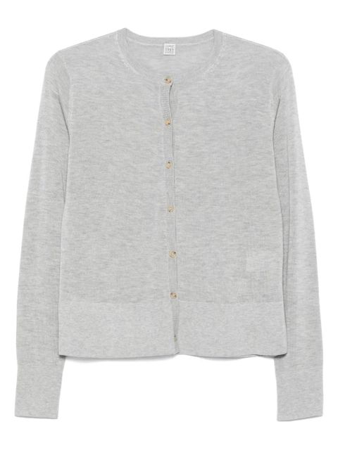 TOTEME fine-knit cardigan - GREY MELANGE 074 - zdjęcie produktu nr 1