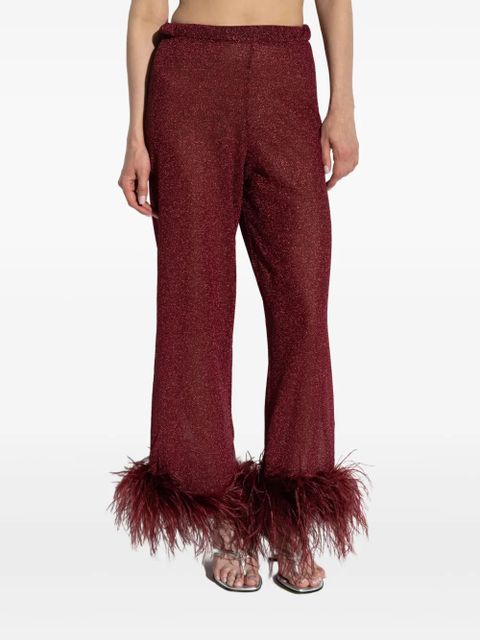 Oséree Plumage feather-trim trousers - Red