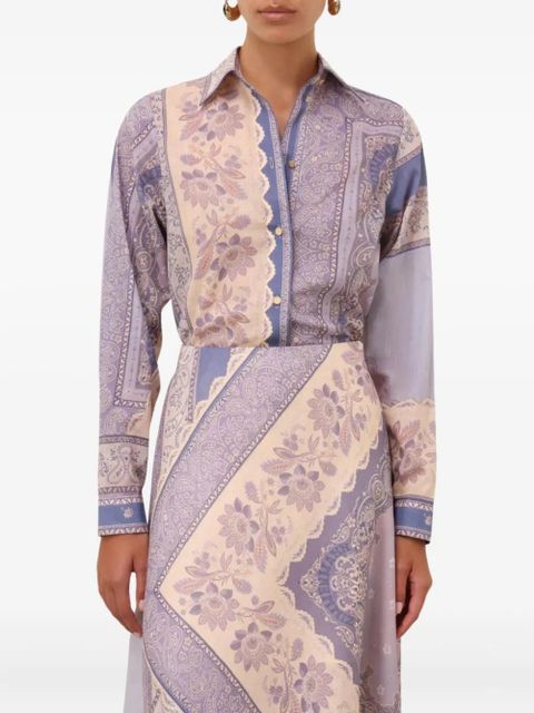 ZIMMERMANN mix-print button-up shirt - Blue