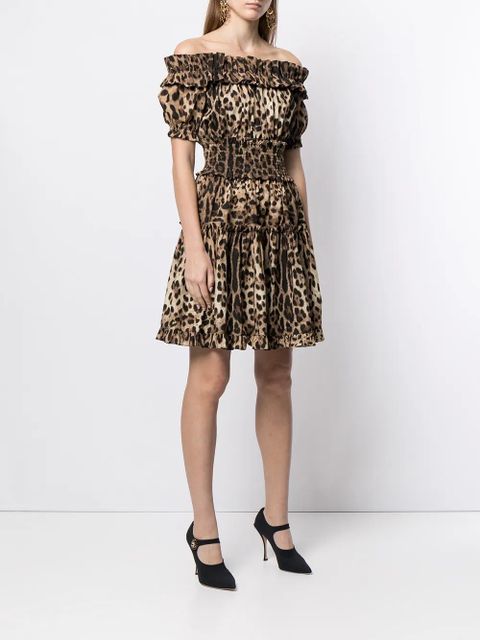 Dolce & Gabbana leopard-print short dress - Brown