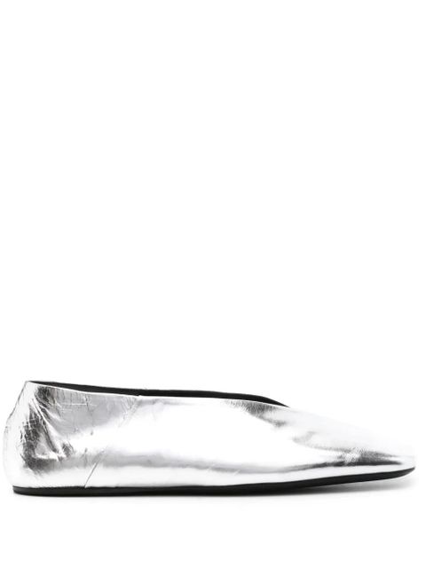 Jil Sander metallic leather ballerina shoes - Silver - zdjęcie produktu nr 1