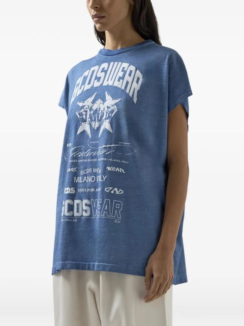 GCDS printed sleeveless T-shirt - Blue