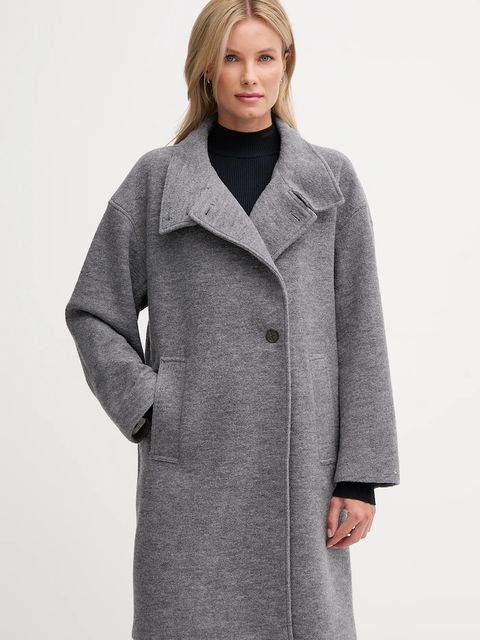 Tommy Hilfiger płaszcz z dodatkiem wełny kolor szary WW0WW47372 - zdjęcie produktu nr 1