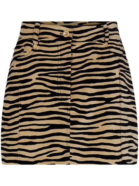 Rabanne tiger-print stretch-cotton miniskirt - Neutrals - zdjęcie produktu nr 1