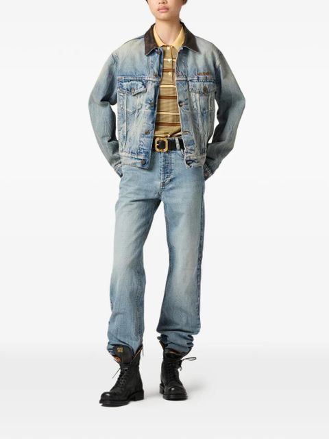 Miu Miu logo-embroidered jeans - Blue