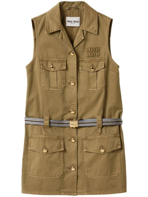 Miu Miu garment-dyed cotton mini dress - Green - zdjęcie produktu nr 1