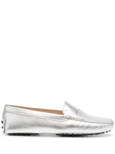 Tod's metallic-finish round-toe loafers - Silver - zdjęcie produktu nr 1