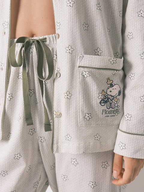 women'secret piżama bawełniana Snoopy damska kolor biały bawełniana 3132127