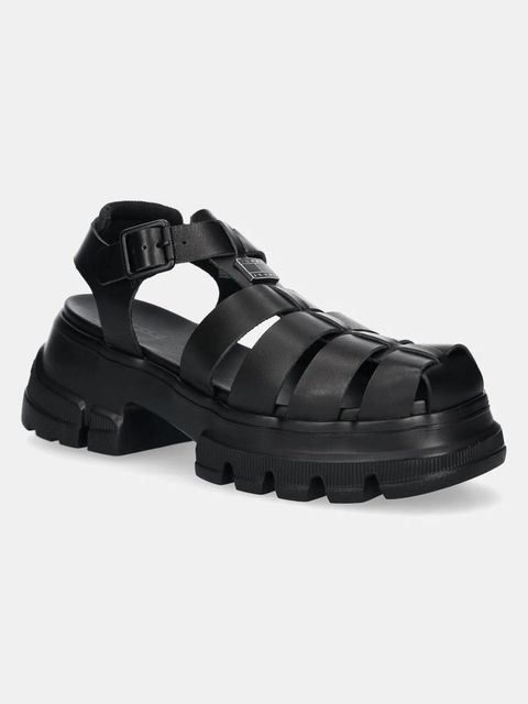 Tommy Jeans sandały skórzane FISHERMAN SANDAL damskie kolor czarny na platformie EN0EN02751 - zdjęcie produktu nr 1