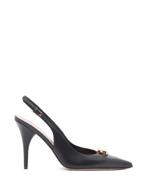 Valentino Garavani calfskin leather slingback VLogoThe Bold Edition pumps 100mm - Black - zdjęcie produktu nr 1