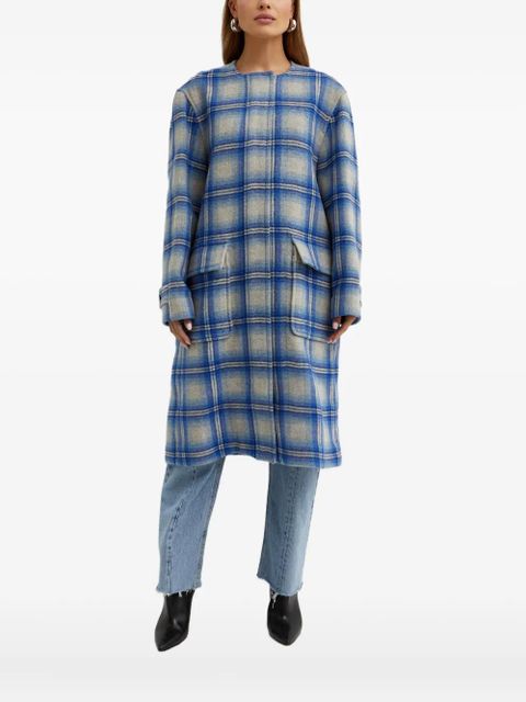 ISABEL MARANT plaid-pattern wool coat - Blue