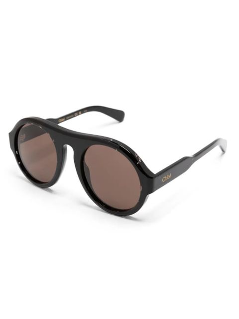 Chloé Eyewear logo-engraved pilot-frame sunglasses - Black - zdjęcie produktu nr 2