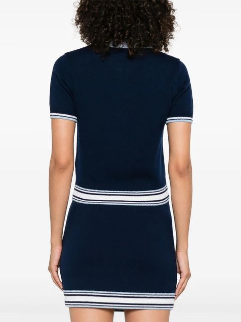 Casablanca zip-front striped knit top - Blue