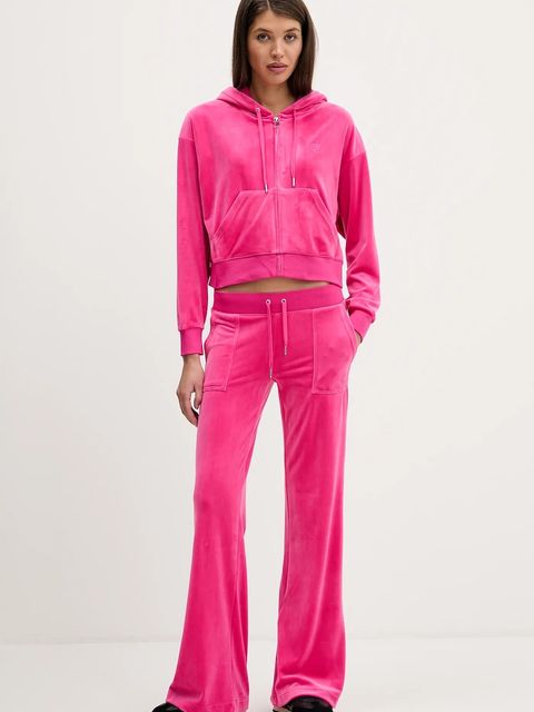 Juicy Couture bluza welurowa BRENDAL CROP OVERSIZED HOODIE - zdjęcie produktu nr 1