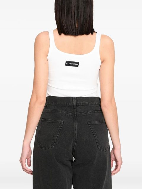 Marine Serre ribbed logo tank top - White