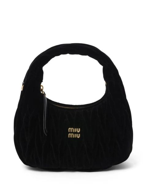 Miu Miu Wander matelassé velvet shoulder bag - Black - zdjęcie produktu nr 1