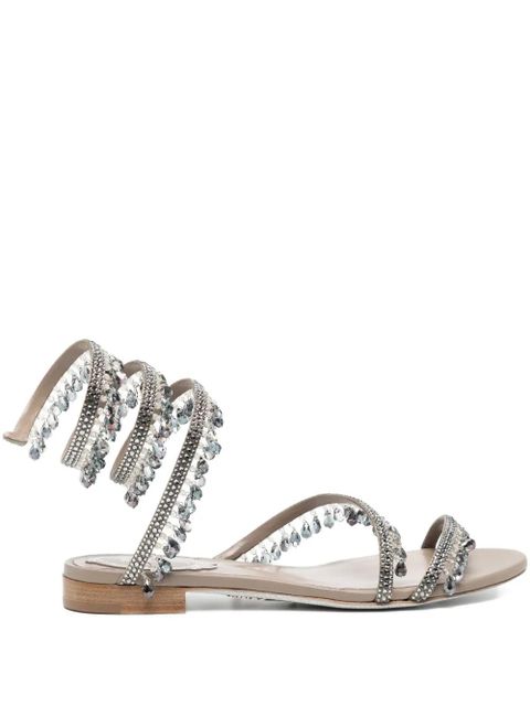 René Caovilla crystal-embellished spiral-wrap sandals - Neutrals - zdjęcie produktu nr 1