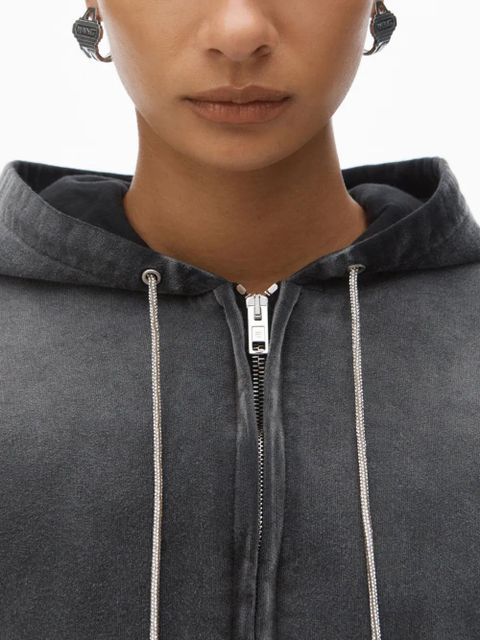 Alexander Wang rhinestone washed effect hoodie - Black