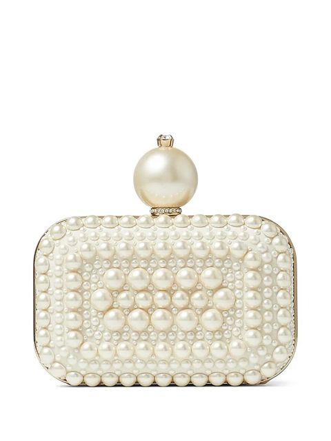 Jimmy Choo Micro Cloud pearl-embellished clutch bag - White - zdjęcie produktu nr 2