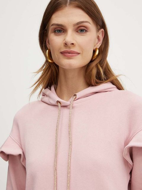 Silvian Heach bluza bawełniana LINDER damska kolor różowy z kapturem gładka GPA24338FE