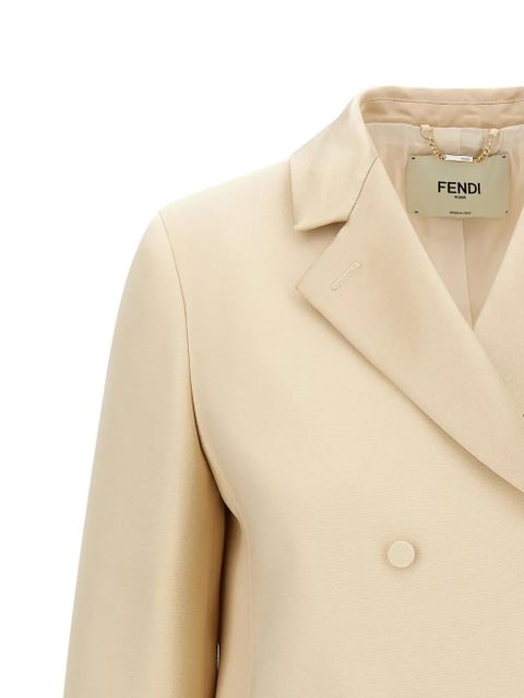FENDI double-breasted silk-lapel blazer - Neutrals