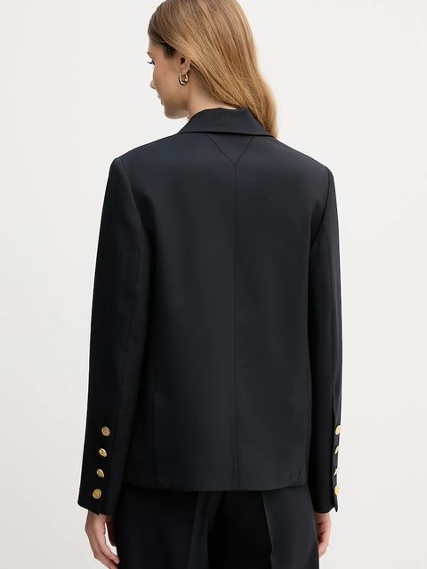 Tommy Hilfiger marynarka z dodatkiem wełny kolor granatowy jednorzędowa gładka WW0WW47912 - zdjęcie produktu nr 2