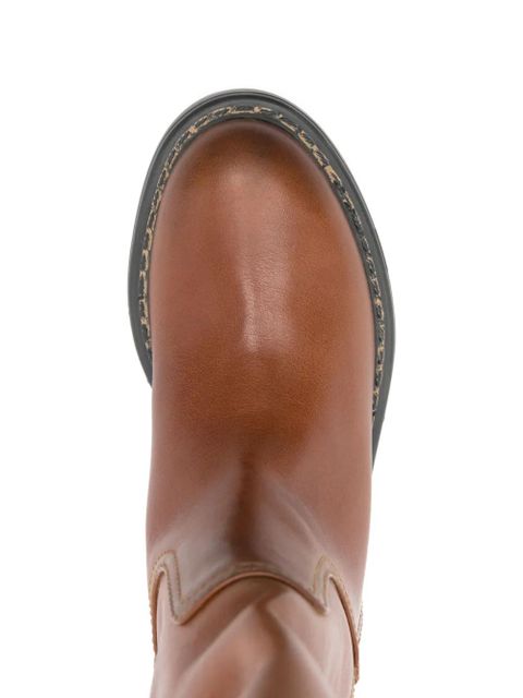 Miu Miu 50mm logo leather boots - Brown